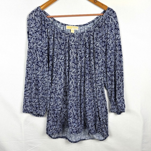 Michael Kors Women’s ¾ Sleeve Scoop Neck Blouse Top Sz 1X Coastal Beachy Comfort - Picture 1 of 9